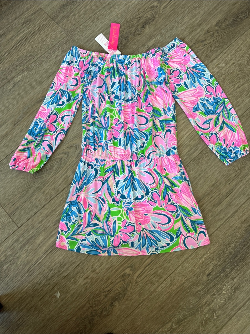 Lilly Pulitzer Strapless Floral Dress in Pink, Blue & Green - Picture 5 of 5